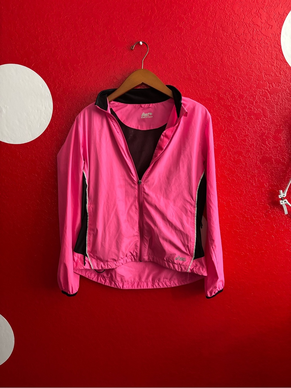 Asics Pink and Black Lightweight Zip Ski Jacket